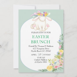 Elegant Blommigt Mint Grönt Påsk Brunch-inbjudan Inbjudningar