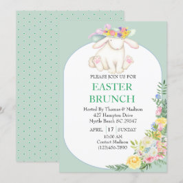 Elegant Blommigt Mint Grönt Påsk Brunch-inbjudan Inbjudningar