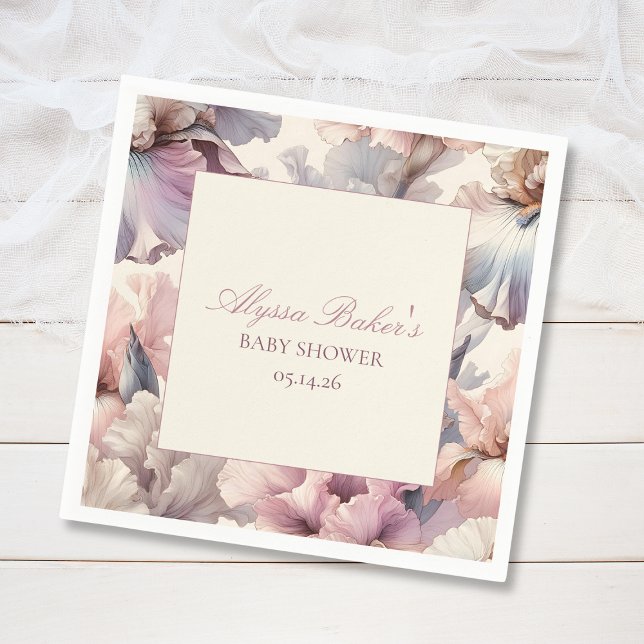 Elegant Blommigt  Modern Baby Shower Flicka Pappersservett (Skapare uppladdad)