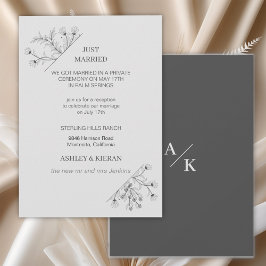 Elegant Blommigt Modern Grått Ny gifta Inbjudningar