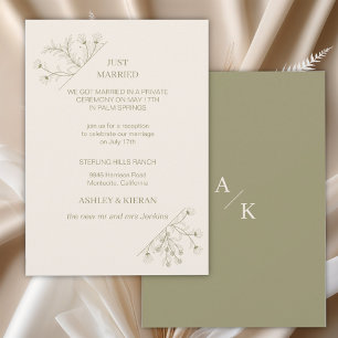 Elegant Blommigt Modern Moss Grönt Ny gifta Inbjudningar