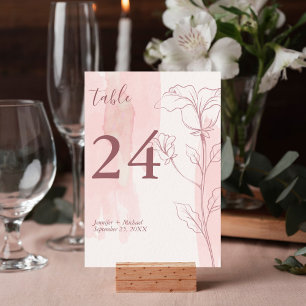Elegant Blommigt Modern Rosa Watercolor Bröllop Bordsnummer