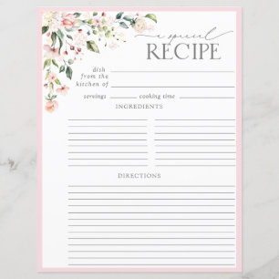 Elegant Blommigt Möhippa Binder-sida för recept-