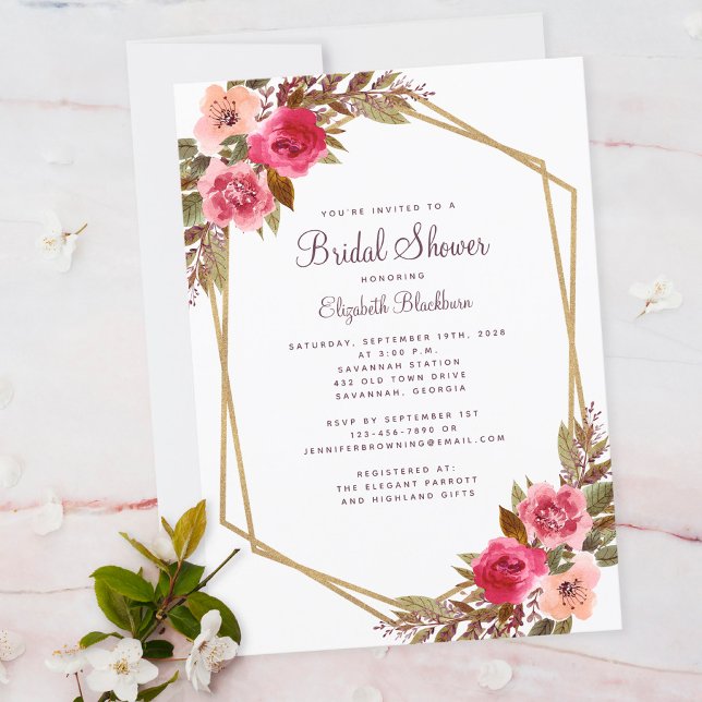 Elegant Blommigt Möhippa för vattenfärgsutfall Inbjudningar (Elegant Floral Watercolor Foilage Bridal Shower Invitation)