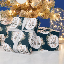 Elegant Blommigt Möhippa Navy Blue Presentpapper