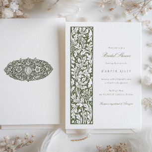 Elegant Blommigt Möhippa Olive Cream Inbjudningar