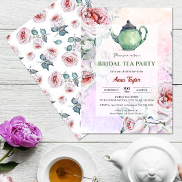 Elegant Blommigt Möhippa Tea Party Inbjudningar