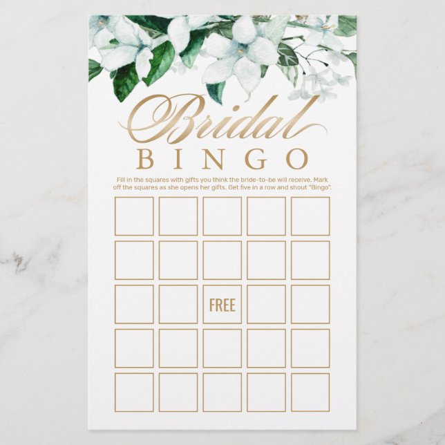 Elegant Blommigt Möhippa vattenfärg Bingo Game (Framsida)