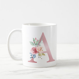 Elegant Blommigt Monogram A Mugg