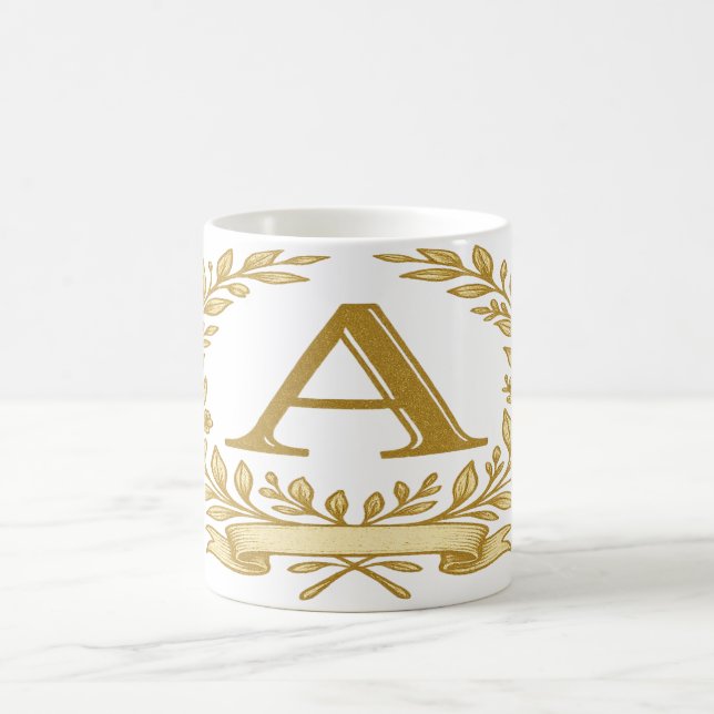 Elegant Blommigt Monogram - Anpassningsbar Initial Kaffemugg (Center)