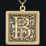 Elegant Blommigt Monogram Brev B Guldpläterat Halsband<br><div class="desc">Prov från coola brev B för en monogram elegant snabbt för storlekt. Fråga vilken färg du vill och vilken brev som helst.</div>