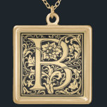 Elegant Blommigt Monogram Brev B Guldpläterat Halsband<br><div class="desc">Prov från coola brev B för en monogram elegant snabbt för storlekt. Fråga vilken färg du vill och vilken brev som helst.</div>