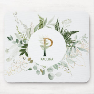Elegant Blommigt Monogram Brev P-musmatta Musmatta