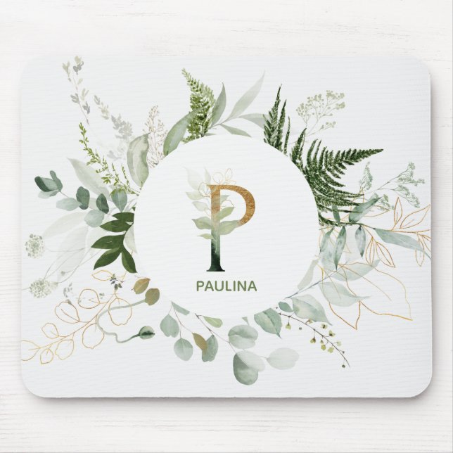 Elegant Blommigt Monogram Brev P-musmatta Musmatta (Framsidan)