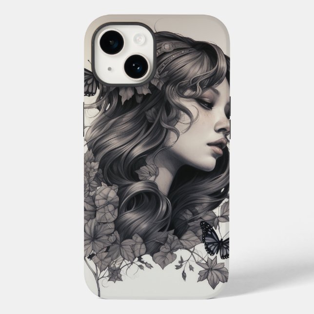 Elegant Blommigt Monogram Fodral-Mate iPhone (Baksida)