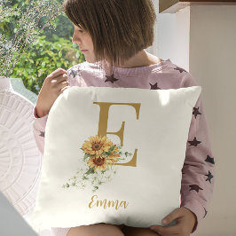 Elegant blommigt monogram första namn personlig kudde