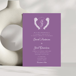 Elegant Blommigt Monogram Lavender Bröllop Inbjudningar
