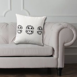 Elegant Blommigt Monogram med text: MAMMA MAMÁ & N Kudde