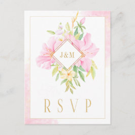 Elegant Blommigt Monogram Rosa Guld OSA Vykort