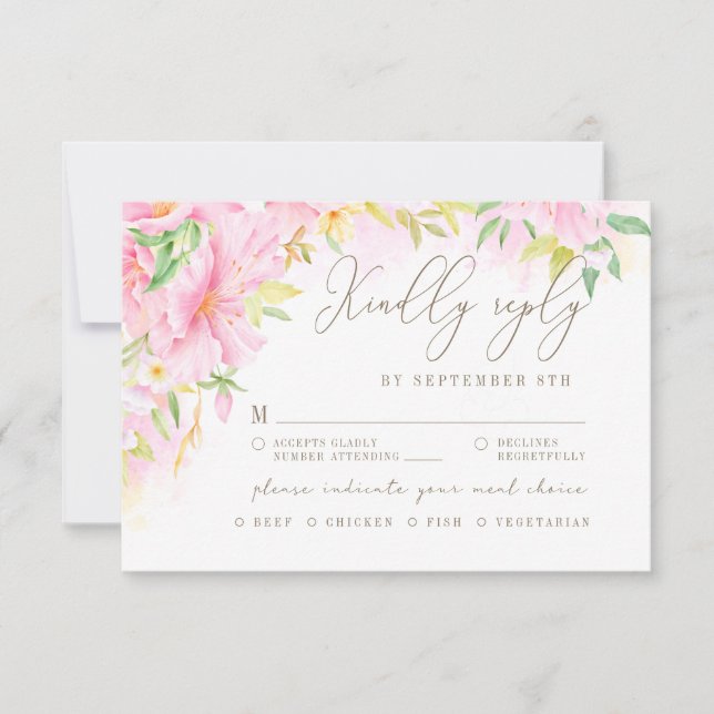 Elegant Blommigt Monogram  Rosa Meal Choal OSA Kort (Framsida)