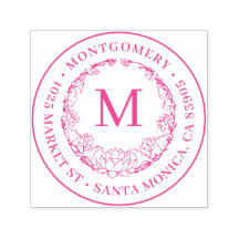 Elegant Blommigt Monogram Round Returadress