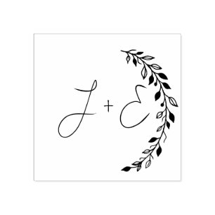 Elegant Blommigt Monogram Rubber Frimärke Stämpel