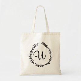 Elegant Blommigt Monogram Tote Tygkasse