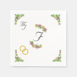 Elegant Blommigt Monogrammed Bröllop Pappersservett