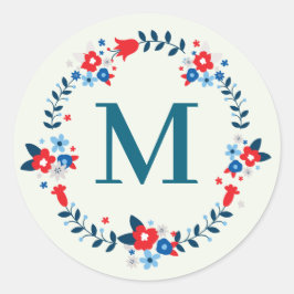 Elegant Blommigt Monogrammed Sticker - Abhaya Libr Runt Klistermärke