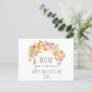 Elegant blommigt Mor Dagen Vykort