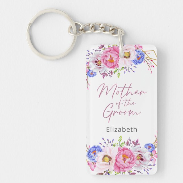 Elegant  Blommigt Mor i Groom Keychain (Framsidan)