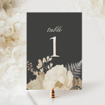 Elegant Blommigt Mörk Grått Moody Bröllop Bordsnummer<br><div class="desc">Det här vackra bordsnumret i bröllop har en gräns av söt boho blommor i subtila neutralter med klassisk typografi. Kortet är detsamma på båda sidor. Innehavare av använda-kort från återförsäljare i catering eller party.. ELLER kan du köpa elegant foto ramar till ställe på bord (finns på en hantverksfirma och andra...</div>