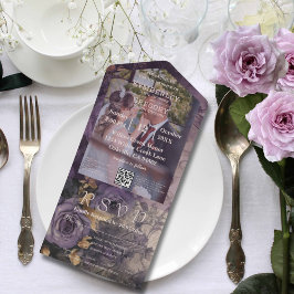 Elegant Blommigt Mörk Plum Lila Ro Photo QR-kod