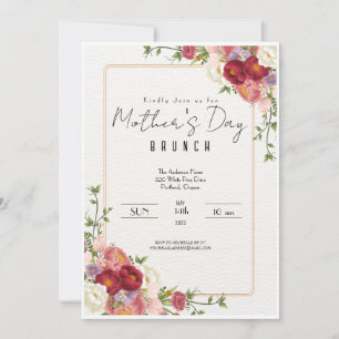 Elegant Blommigt Mors dag Brunch-inbjudan Inbjudningar
