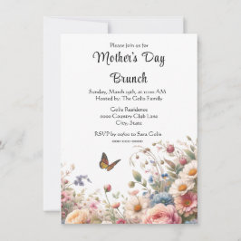 Elegant Blommigt Mors dag Brunch Inbjudningar