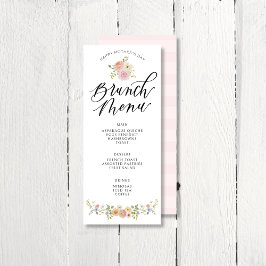 Elegant Blommigt Mors dag Brunch Menu Inbjudningar