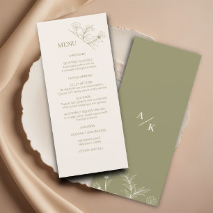 Elegant Blommigt Moss grönt Bröllop Menu Meny