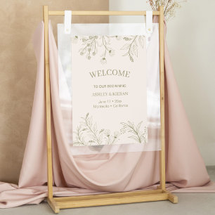 Elegant Blommigt Moss Grönt Välkommen Bröllop Poster