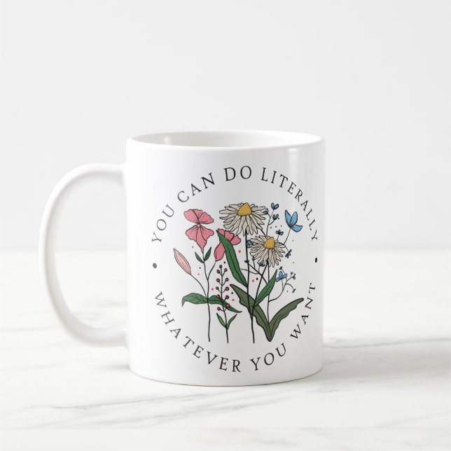 Elegant Blommigt Motivational Gift Kaffemugg (Vänster)