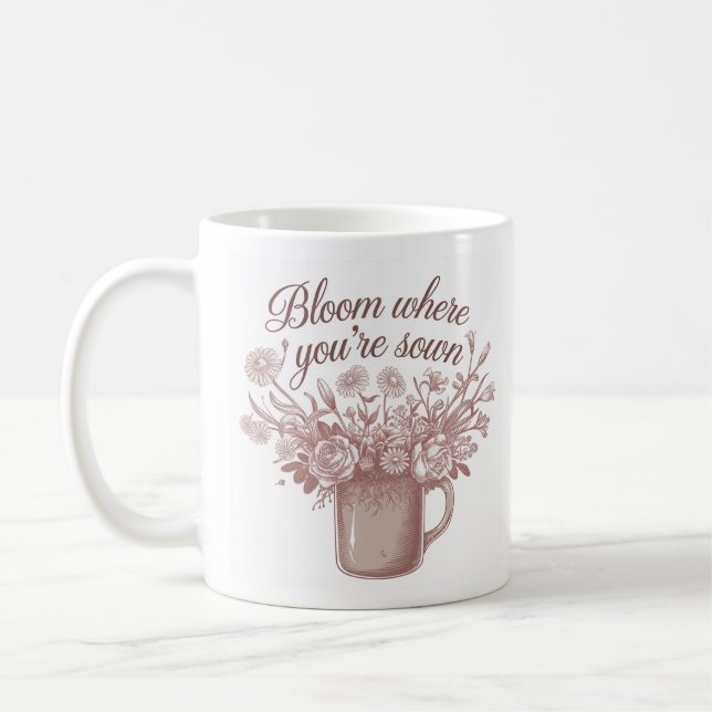 Elegant Blommigt Motivational Mugg (Vänster)