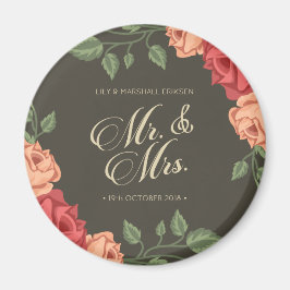 Elegant Blommigt Mr & Mrs Bröllop | Tröskelvärde Magnet