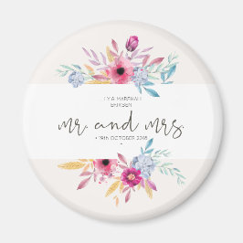Elegant Blommigt Mr & Mrs Bröllop | Tröskelvärde Magnet