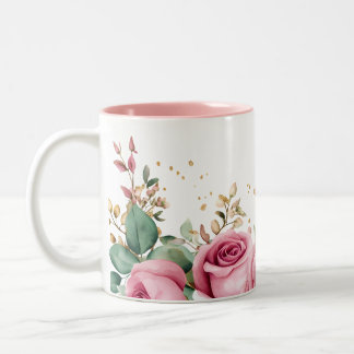 Elegant Blommigt Mugg med Rosa ros och Grekland