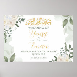 Elegant Blommigt Muslim Islamic Bröllop Poster