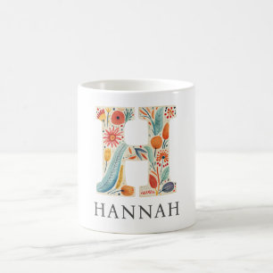 Elegant Blommigt Natur Brev H Personlig Namn Kaffemugg