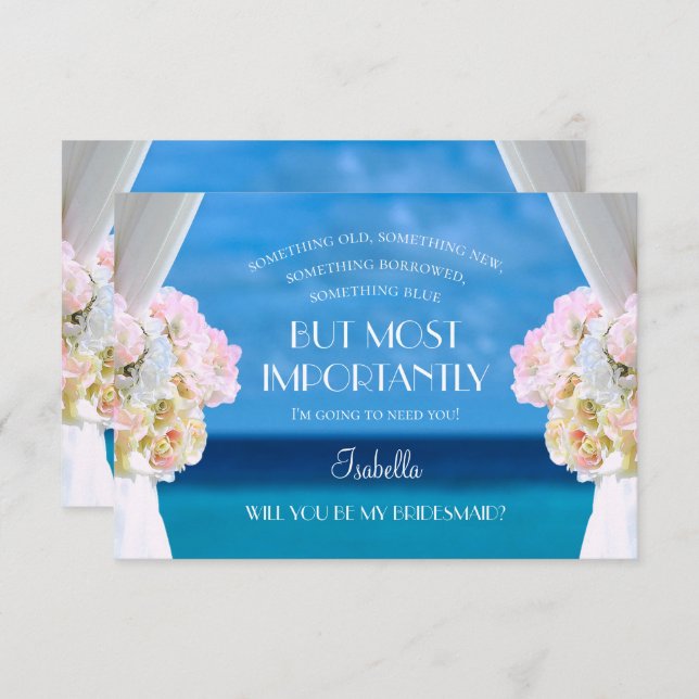 Elegant Blommigt Ocean Beach Bridesmaid Inbjudningar (Fram/baksida)