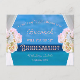 Elegant Blommigt Ocean Beach Rosegold Bridesmaid Inbjudan Vykort