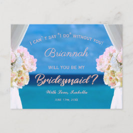 Elegant Blommigt Ocean Beach Rosegold Bridesmaid Inbjudan Vykort
