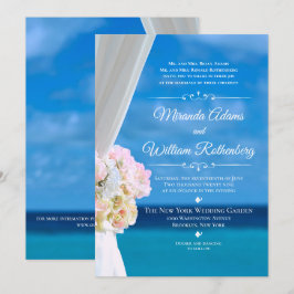 Elegant Blommigt Ocean Beach Sommar Bröllop Inbjudningar