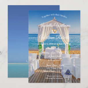 Elegant Blommigt Ocean Beach Sommar Bröllop Inbjudningar